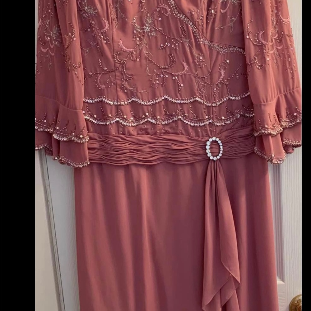 Women Chiffon Evening Dress Dusty Pink - USED.  US Size 8 -10 UK size 12